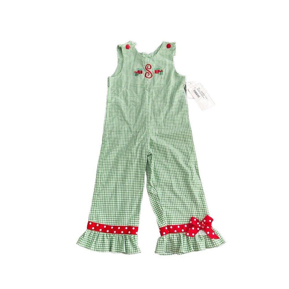 Rags Land Christmas Romper Girls Size 3t S Initial On Front
